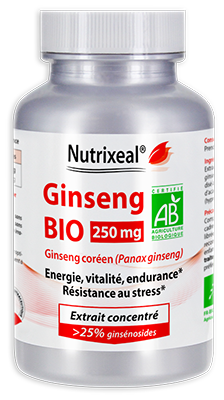 Ginseng rouge coréen BIO* (Panax ginseng) - Nutrixeal - 25% ginsénosides, 60 gélules de 250 mg