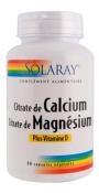 Citrate de Calcium, Citrate de Magnésium et Vitamine D Solaray - 90 gél