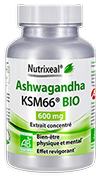 Ashwagandha BIO*, KSM-66 - Nutrixeal - Extrait concentré, 600 mg / gélule
