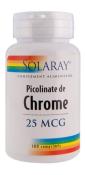 Picolinate de chrome 25µg - Solaray - 100 comprimés
