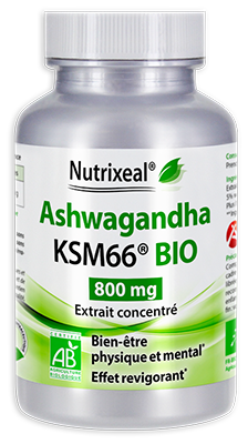 Ashwagandha BIO*, KSM-66 - Nutrixeal - Extrait concentré, 800 mg / gélule