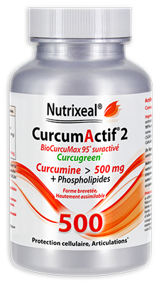 CurcumActif 2 - Nutrixeal - Curcugreen (BioCurcuMax) suractivé 500 mg par gélule  