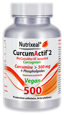 CurcumActif2 VEGAN - Nutrixeal - Curcumine suractivée CurcuGreen (Biocurcumax), 500 mg